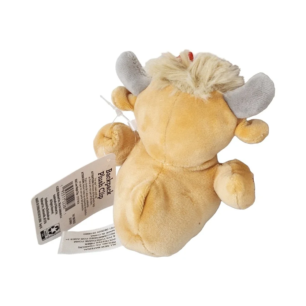 Way to Celebrate Highland Cow Duck Plush Backpack Clip Yellow Heart 4 Inch NWT